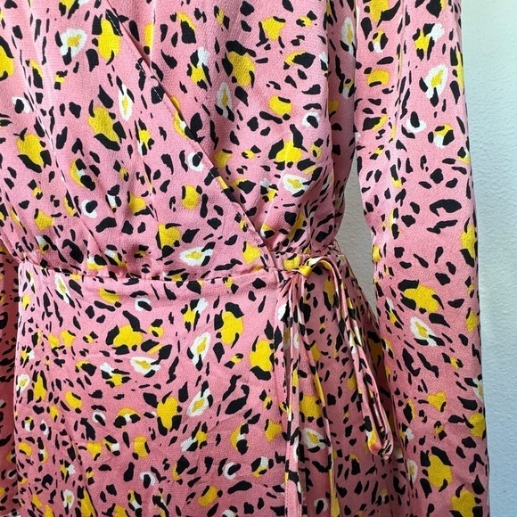 Leith Wrap Maxi Dress Long Sleeve Pink Leopard Print Size S - Picture 6 of 8